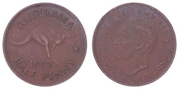 AUSTRALIA 1/2 penny 1942 VF
