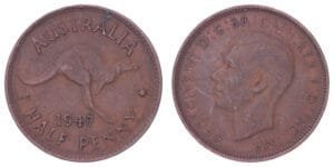 AUSTRALIA 1/2 penny 1947 VF