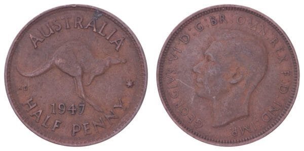 AUSTRALIA 1/2 penny 1947 VF