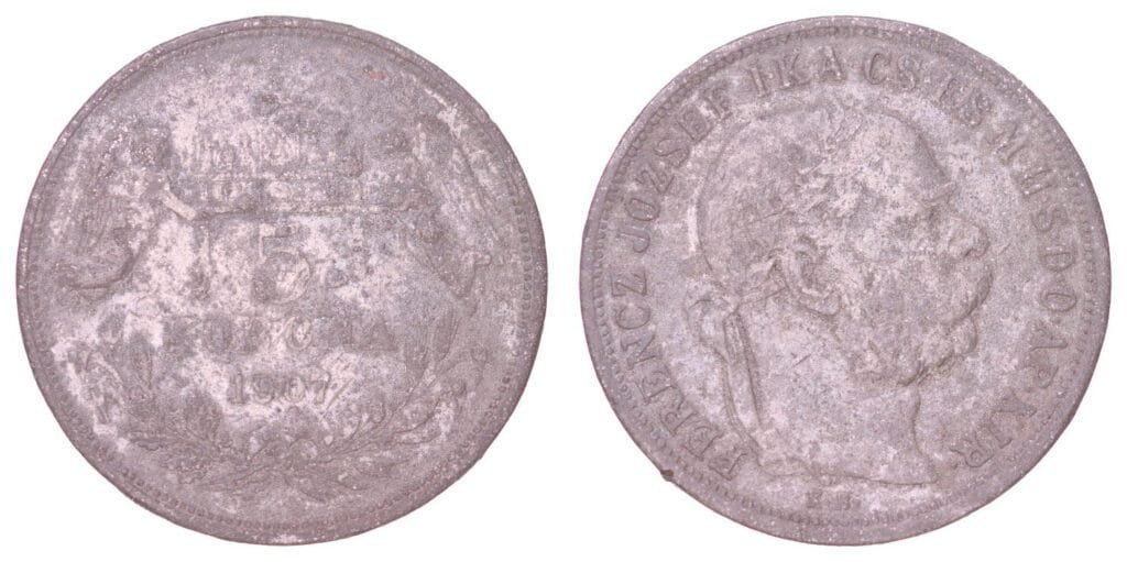 HUNGARY 5 korona 1907 / Vintage forgery / F