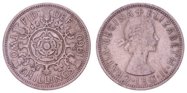 GREAT BRITAIN 2 shillings 1960 / Queen Elizabeth II / VF