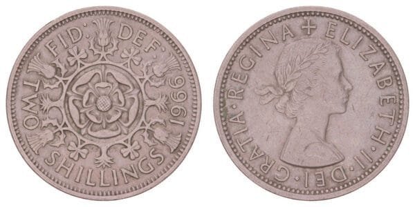 GREAT BRITAIN 2 shillings 1966 / Queen Elizabeth II / VF