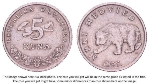 CROATIA 5 kuna 1997 / Croatian text / VF+