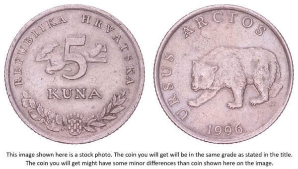 CROATIA 5 kuna 1996 / Latin text / VF