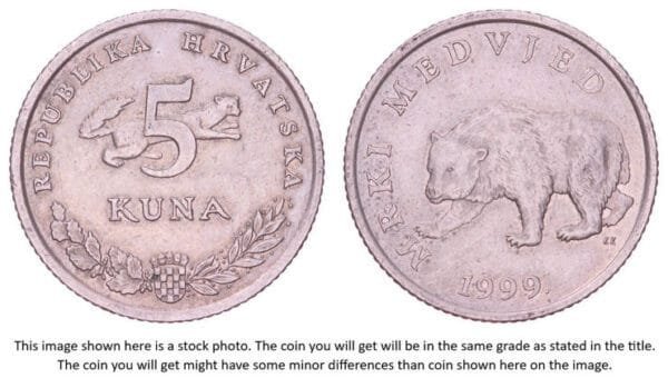 CROATIA 5 kuna 1999 / Croatian text / VF