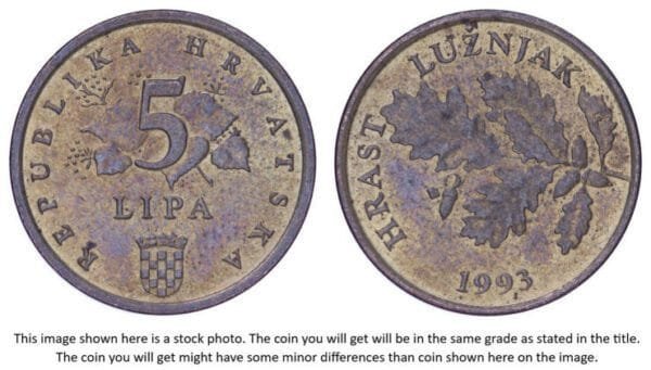 CROATIA 5 lipa 1993 / Croatian text / VF+