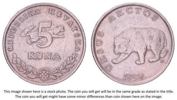 CROATIA 5 kuna 1998 / Latin text / VF