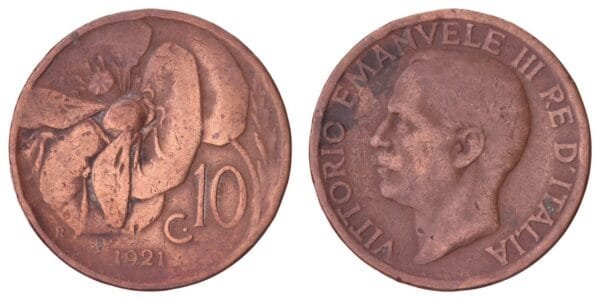 ITALY 10 centesimi 1921 VF