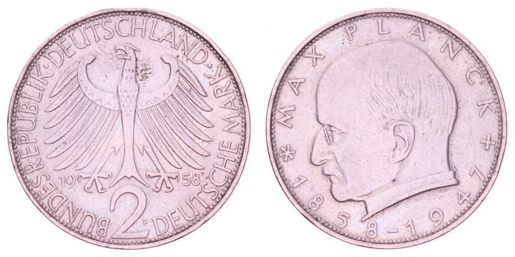 GERMANY 2 mark 1958F / Max Planck / VF