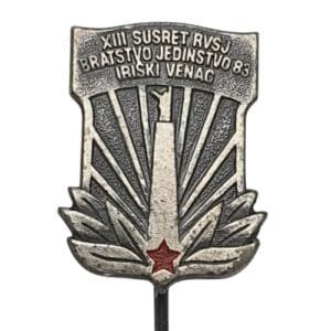 YUGOSLAVIA Iriški Venac 13th gathering of Army Reserve Officers Association 1983 vintage lapel pin