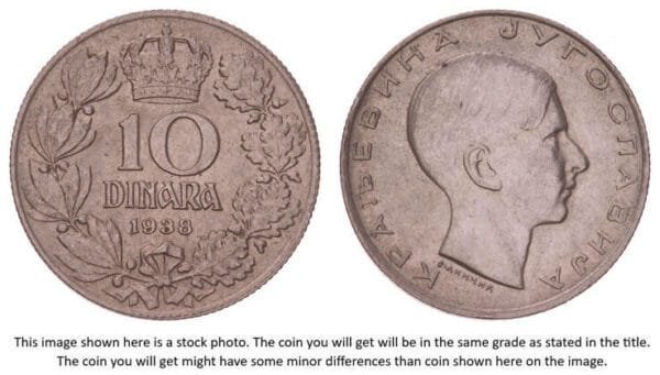 YUGOSLAVIA 10 dinara 1938 UNC-