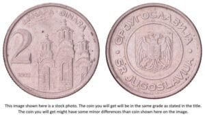 YUGOSLAVIA 2 dinara 2002 VF