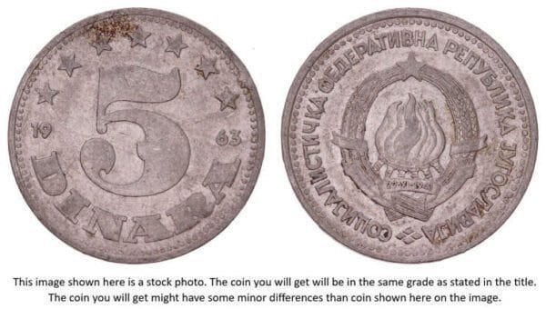 YUGOSLAVIA 5 dinara 1963 VF-