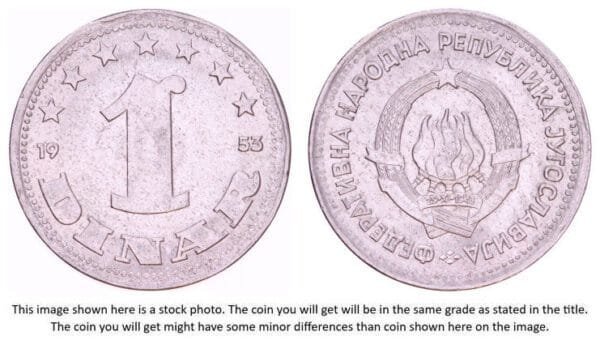 YUGOSLAVIA 1 dinar 1953 VF+