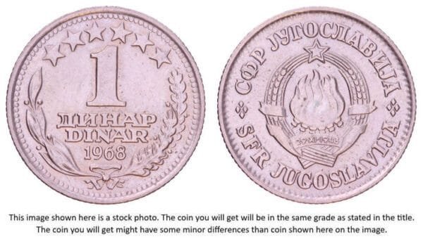 YUGOSLAVIA 1 dinar 1968 UNC