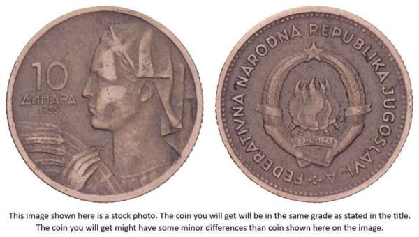 YUGOSLAVIA 10 dinara 1955 VF