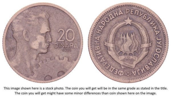 YUGOSLAVIA 20 dinara 1955 VF