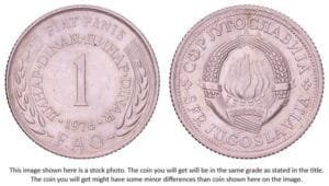 YUGOSLAVIA 1 dinar 1976 / FAO / XF+
