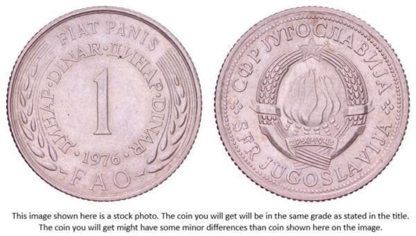 YUGOSLAVIA 1 dinar 1976 / FAO / XF+