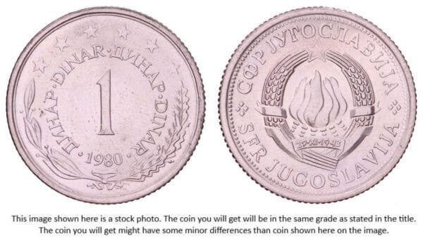 YUGOSLAVIA 1 dinar 1980 UNC