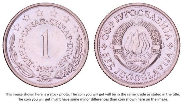YUGOSLAVIA 1 dinar 1981 UNC
