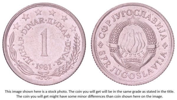 YUGOSLAVIA 1 dinar 1981 XF+
