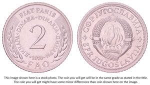 YUGOSLAVIA 2 dinara 1970 / FAO / UNC-