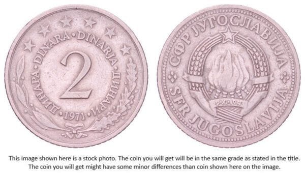 YUGOSLAVIA 2 dinara 1971 VF