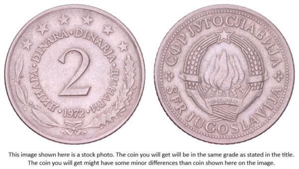 YUGOSLAVIA 2 dinara 1972 VF