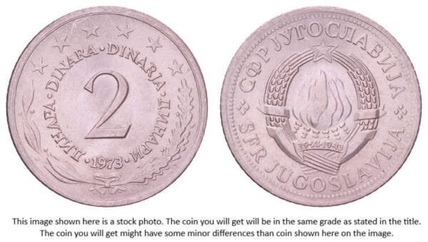 YUGOSLAVIA 2 dinara 1973 UNC