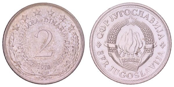 YUGOSLAVIA 2 dinara 1978 XF+