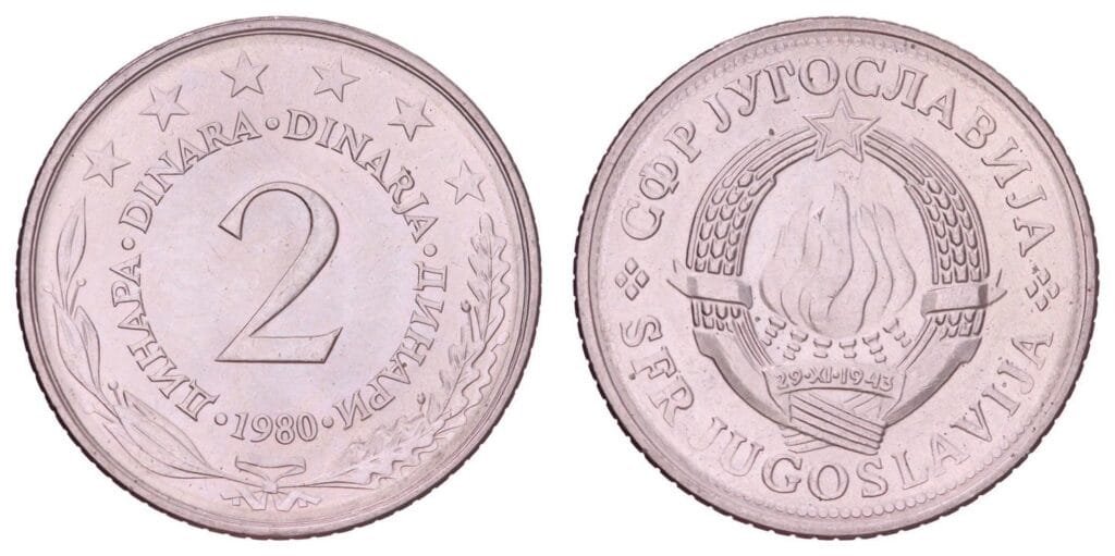 JUGOSLAVIJA 2 dinara 1980 UNC