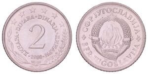 YUGOSLAVIA 2 dinara 1980 UNC