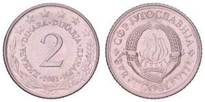 YUGOSLAVIA 2 dinara 1981 UNC-