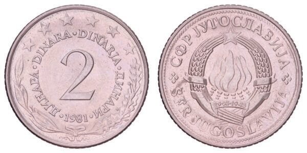 YUGOSLAVIA 2 dinara 1981 UNC-