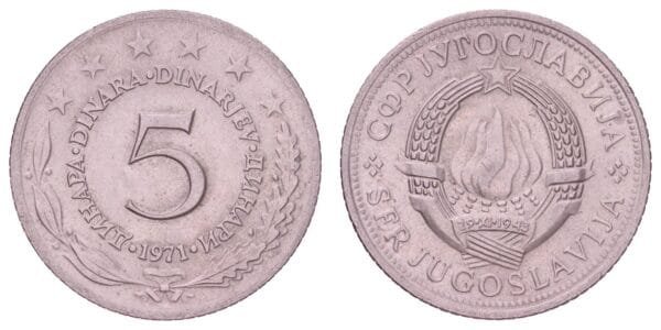 YUGOSLAVIA 5 dinara 1971 XF