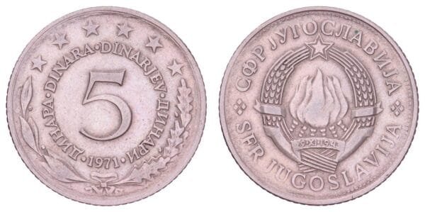 YUGOSLAVIA 5 dinara 1971 VF