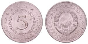 YUGOSLAVIA 5 dinara 1972 UNC-