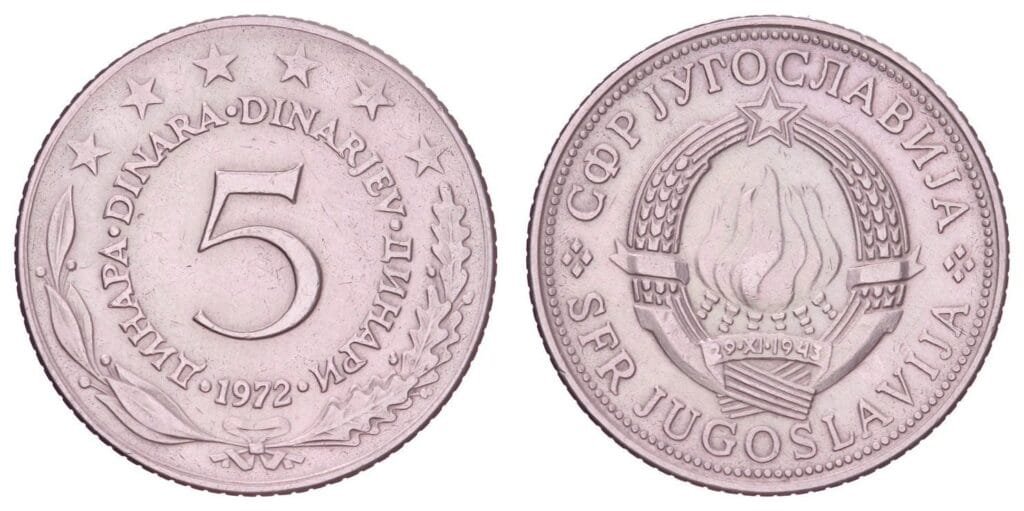 JUGOSLAVIJA 5 dinara 1972 VF