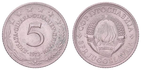 YUGOSLAVIA 5 dinara 1973 UNC-