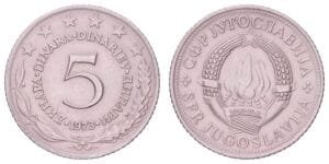 YUGOSLAVIA 5 dinara 1973 XF