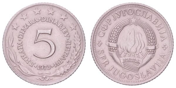 YUGOSLAVIA 5 dinara 1973 XF