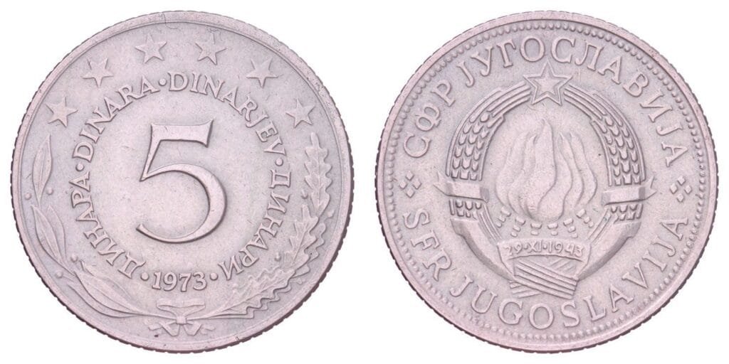 JUGOSLAVIJA 5 dinara 1973 VF