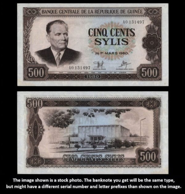 GUINEA 500 sylis 1980 / Josip Broz Tito - president of Yugoslavia / VF+