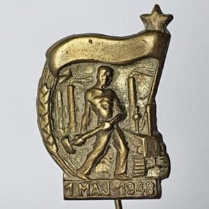 YUGOSLAVIA 1948 Community House Construction Labour Action vintage lapel pin