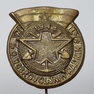 YUGOSLAVIA 1948 Communist Youth Labor Action / 50 Hours of Volunteer Work / vintage lapel pin