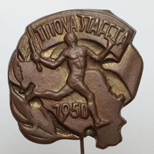 YUGOSLAVIA 1950 Josip Broz Tito's Relay of Youth vintage lapel pin