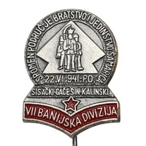 YUGOSLAVIA 7th Banija Division / WWII Partisans / vintage lapel pin