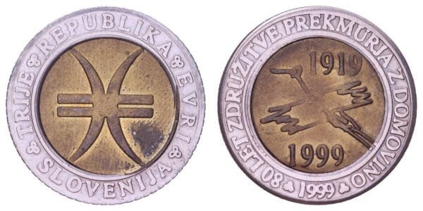SLOVENIA 3 euro 1999 / Prekmurje / token / VF
