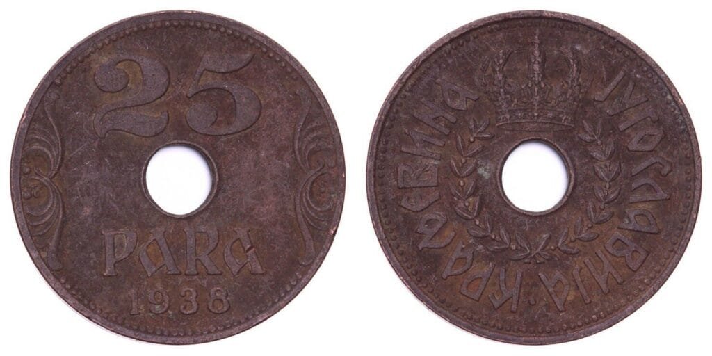 JUGOSLAVIJA 25 para 1938 VF-